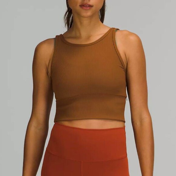 Lululemon Power Pivot Ribbed Tank Top - Copper Brown - Size 6 - Picture 1 of 8